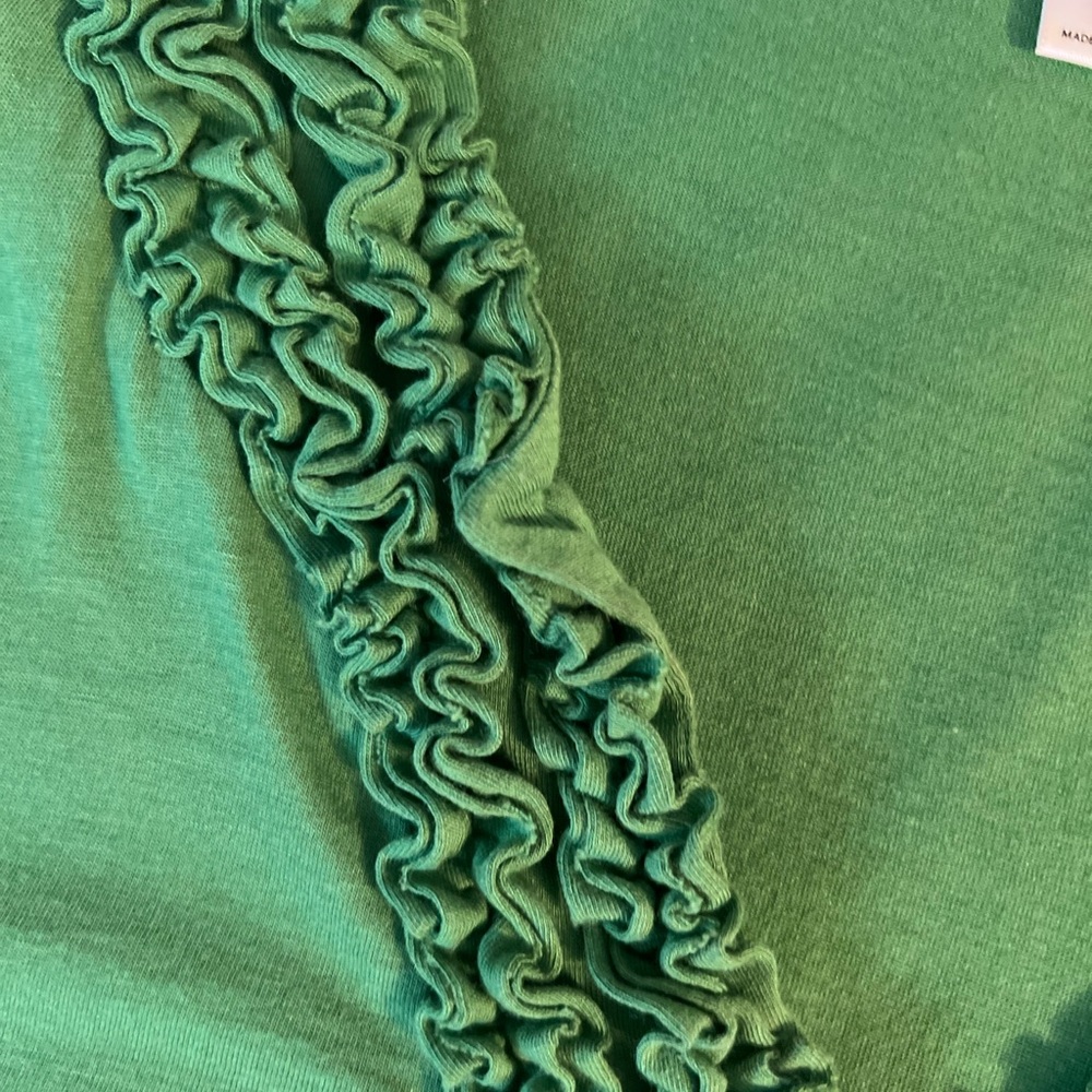 LOFT Vibrant Green Ruffle Trim Top